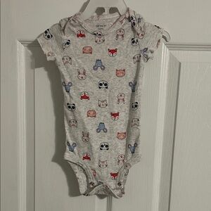 Carter's Gray Bodysuit with Cute Animal Faces